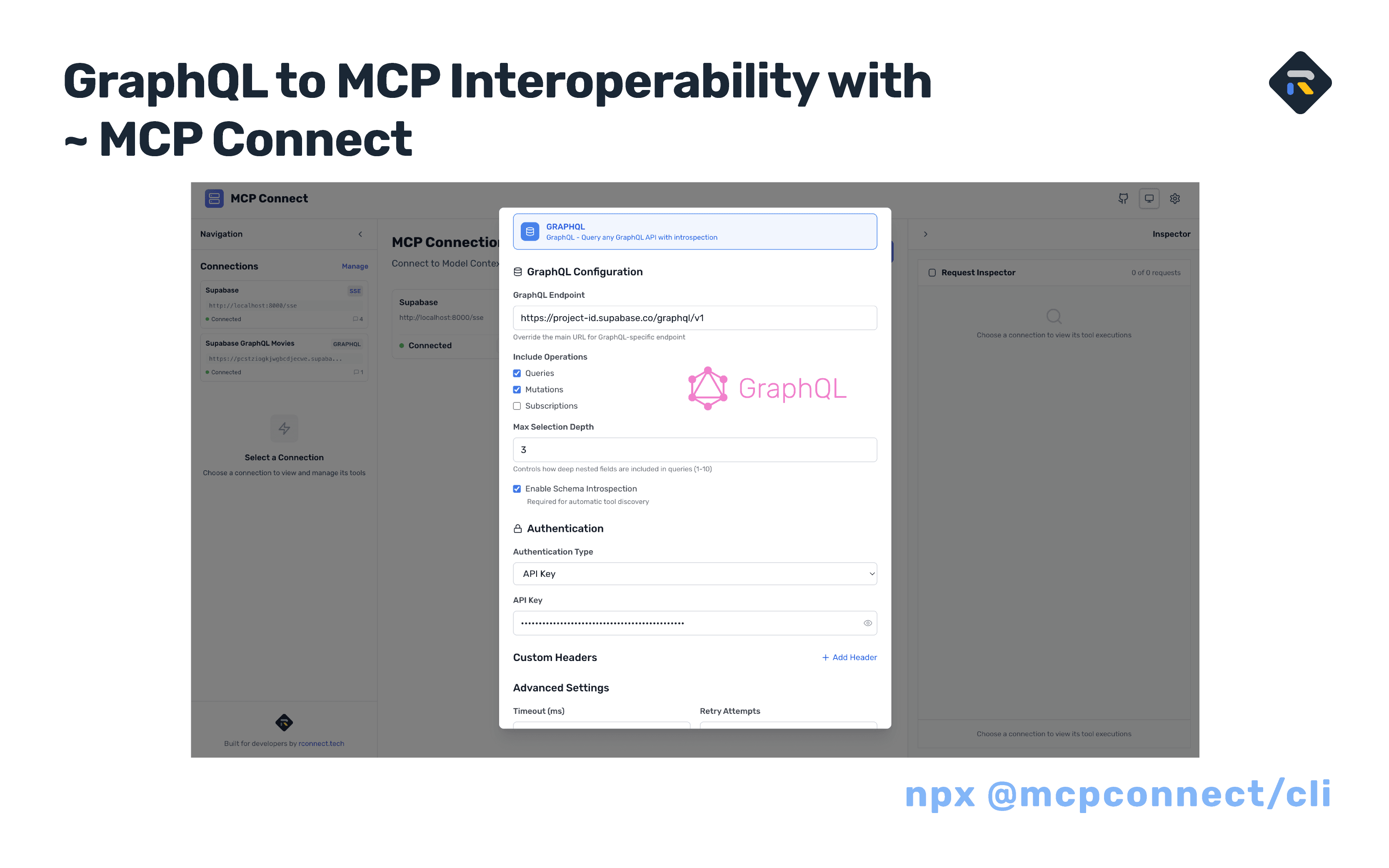 GraphQL to MCP Interoperability with MCP Connect