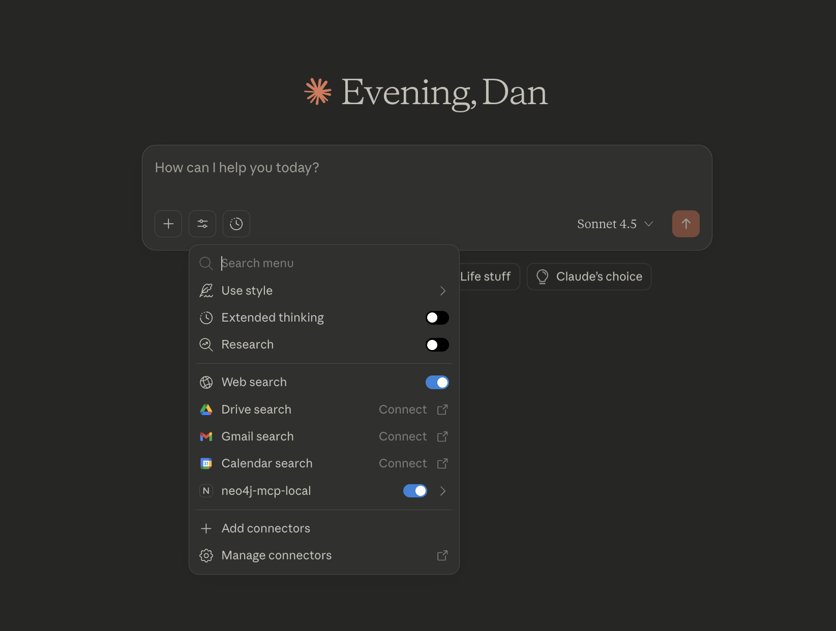 Claude Desktop with MCP server connected