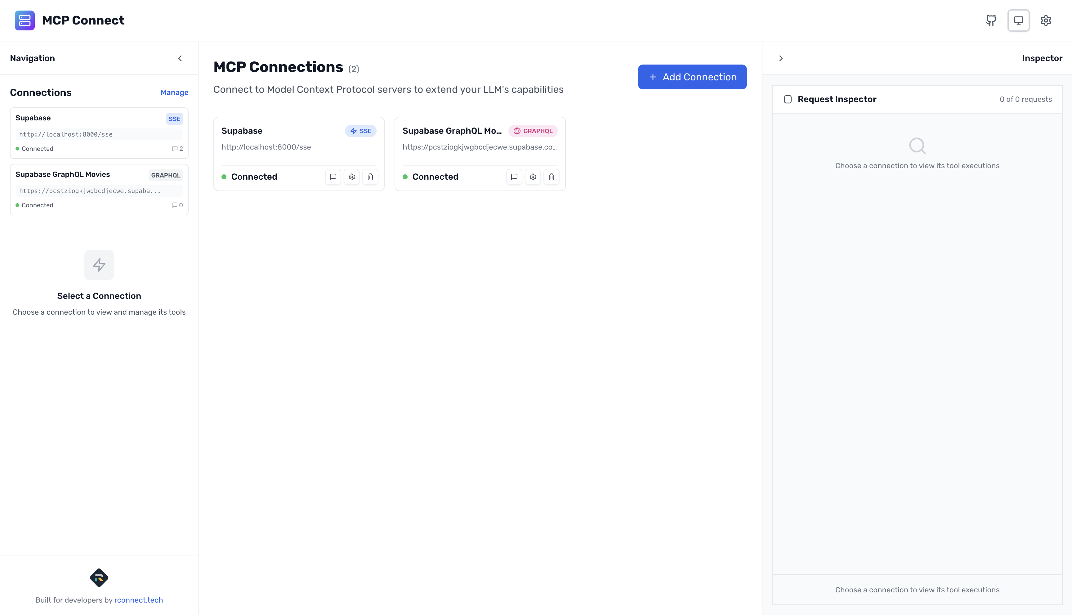 MCP Connect home page