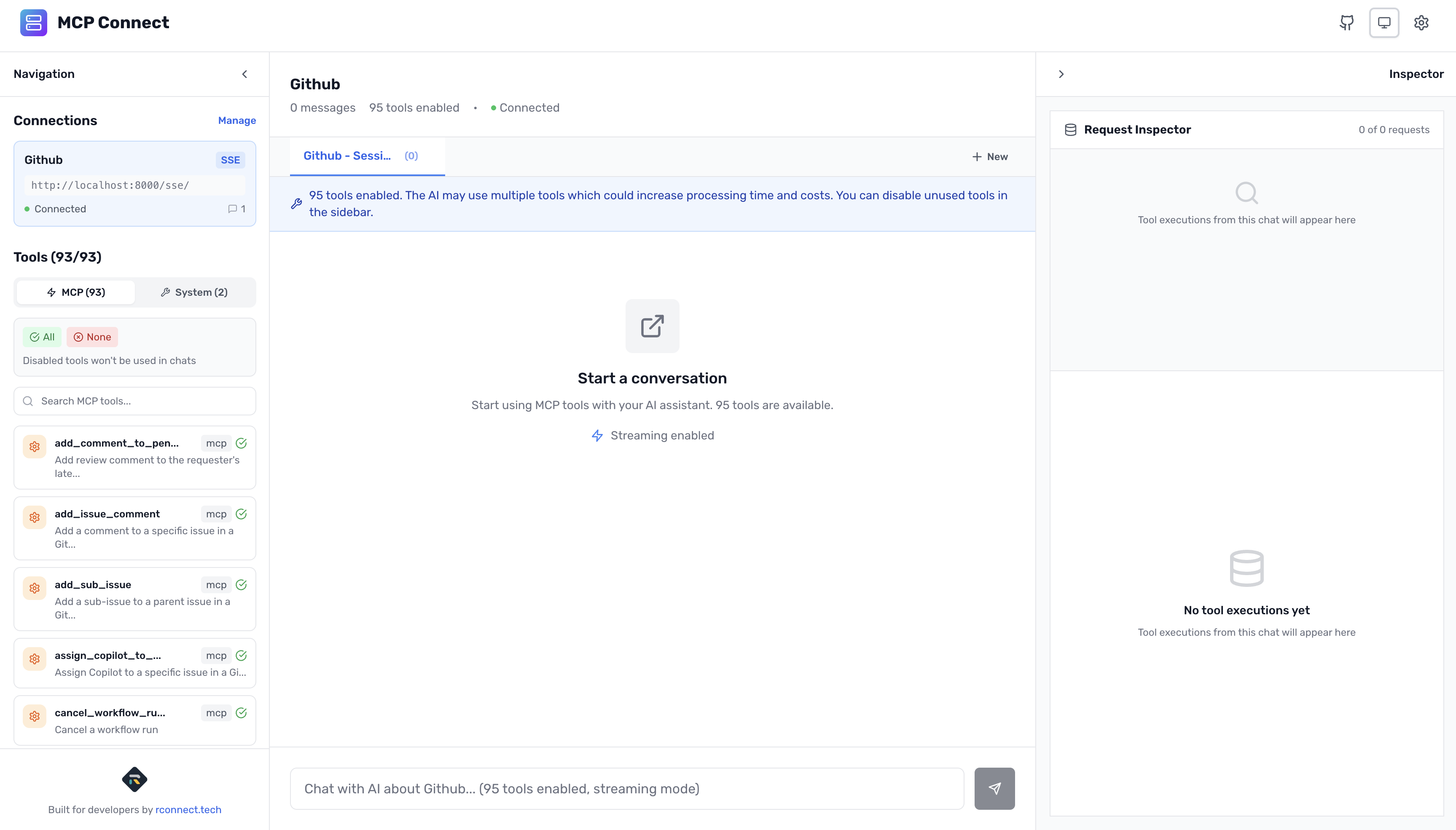 MCP Connect with LLM configured and ready