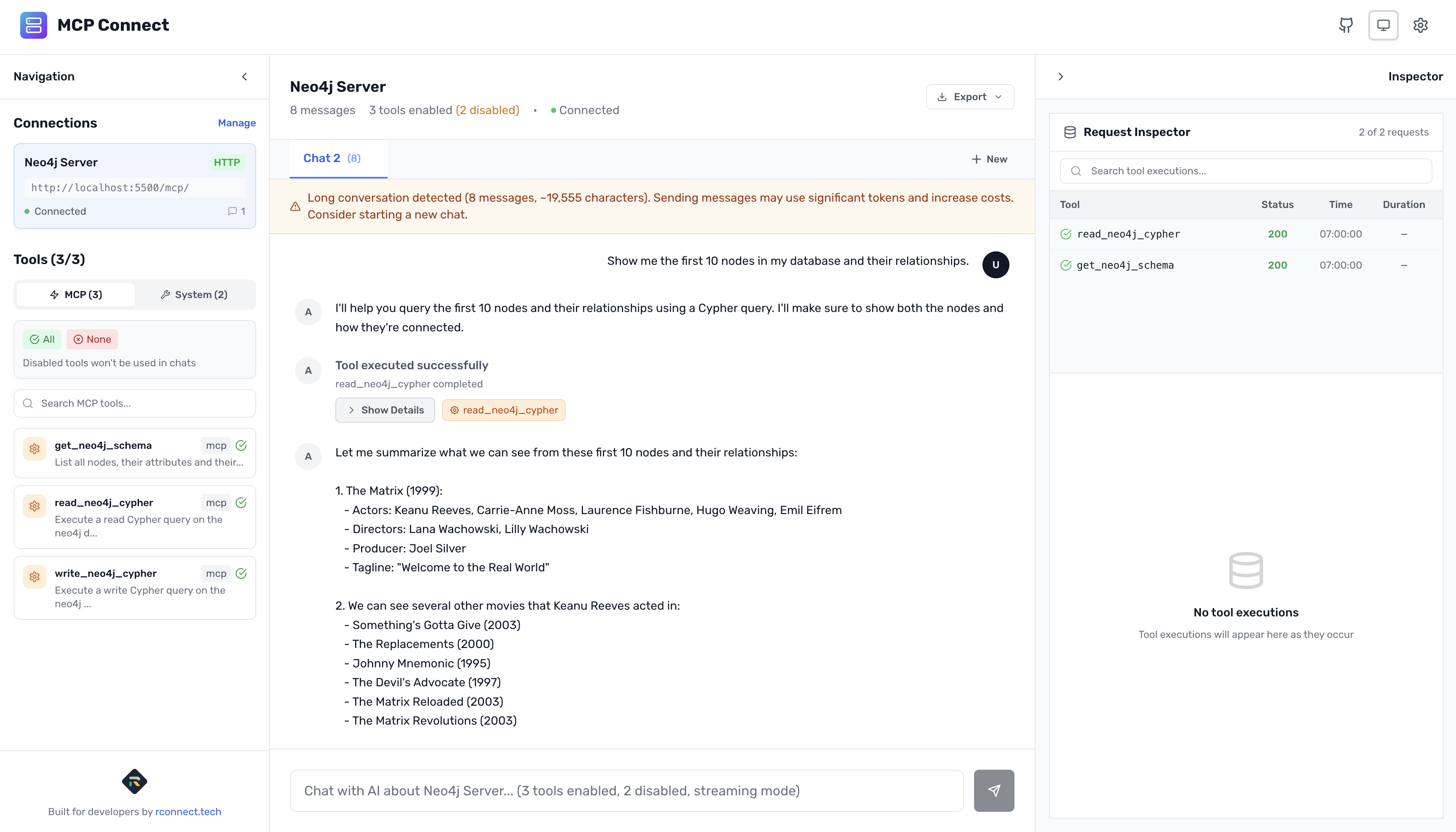 MCP Connect executing Neo4j read query - part 1