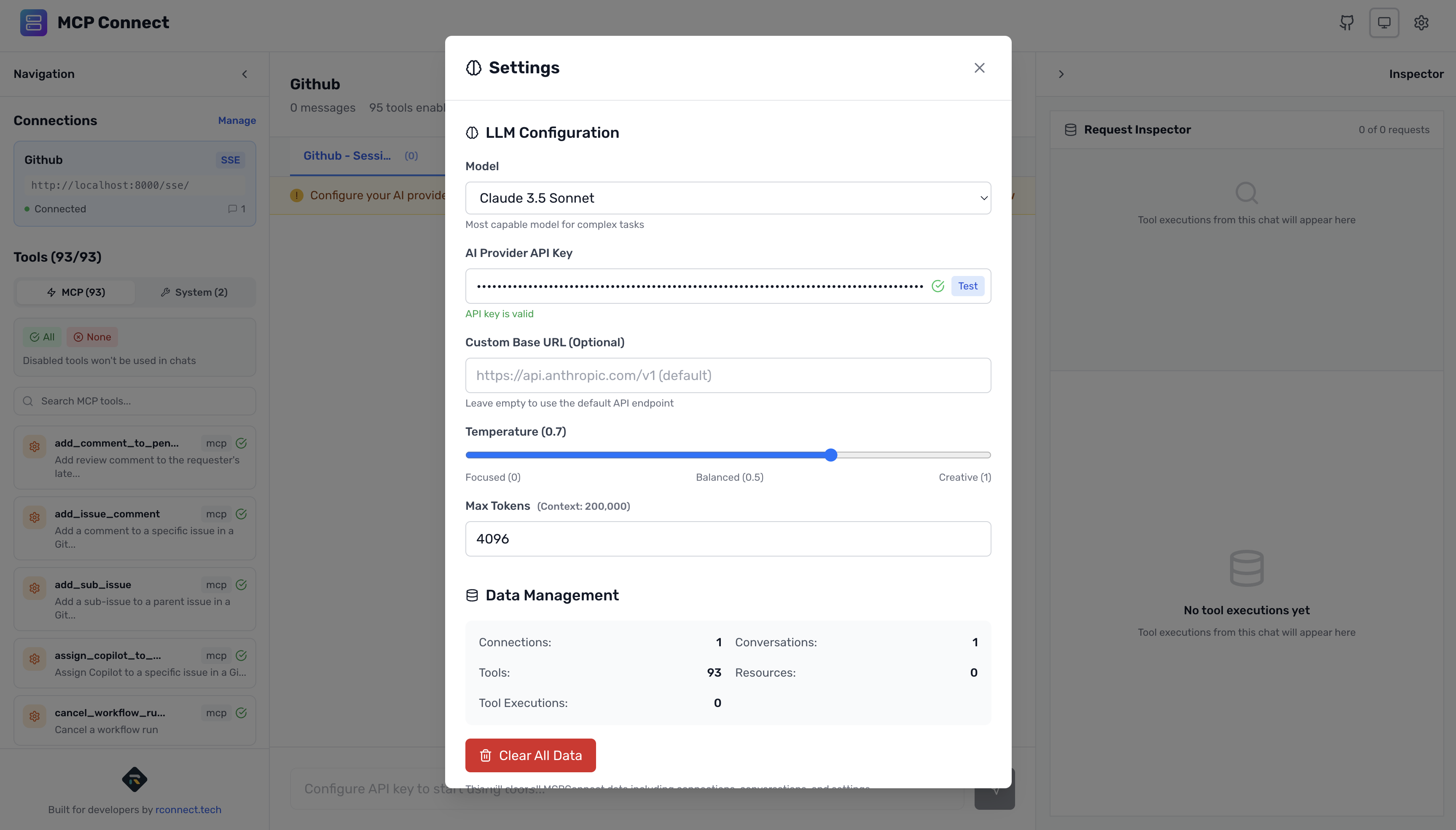 MCP Connect LLM provider selection