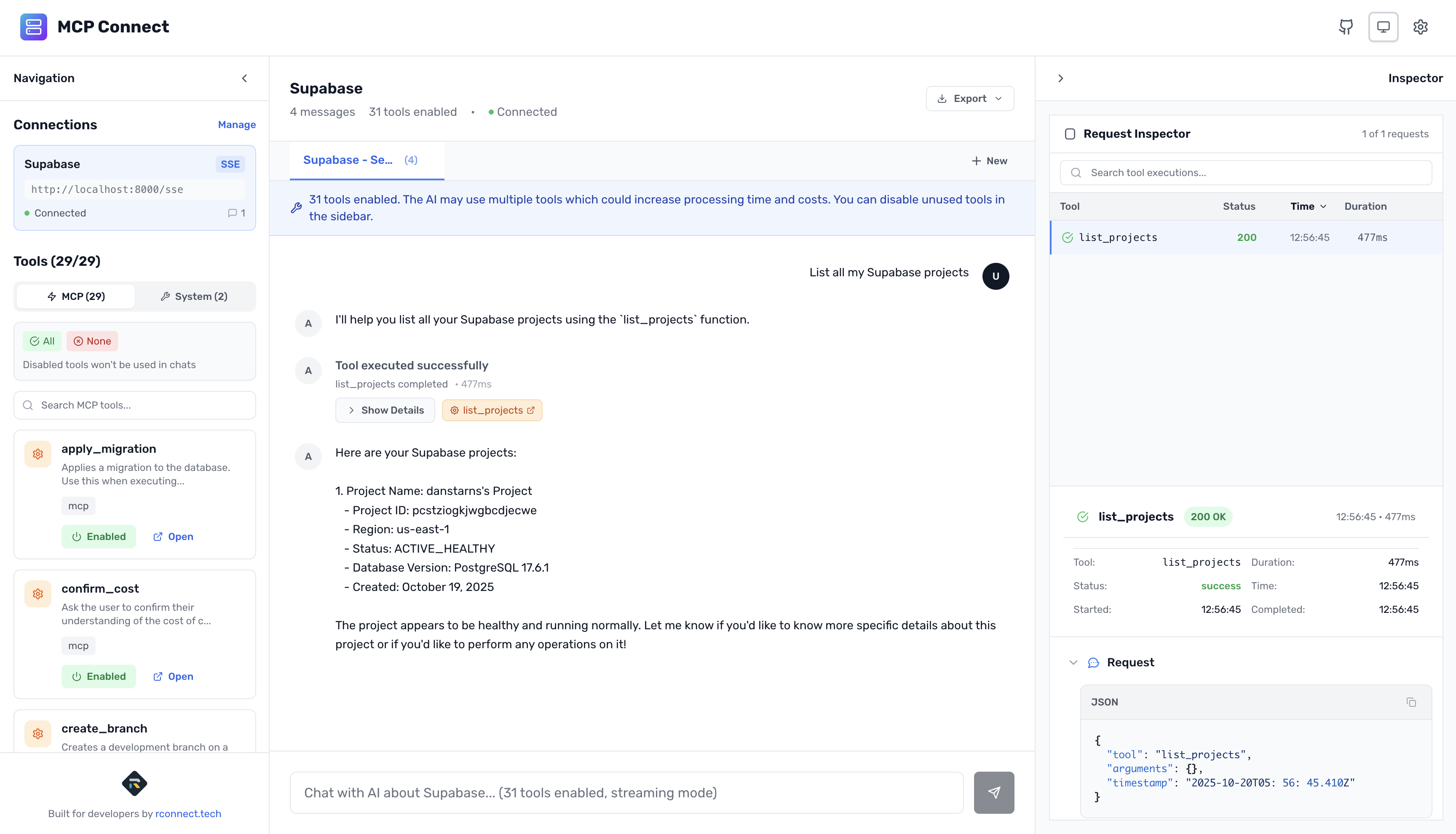 MCP Connect querying movies data