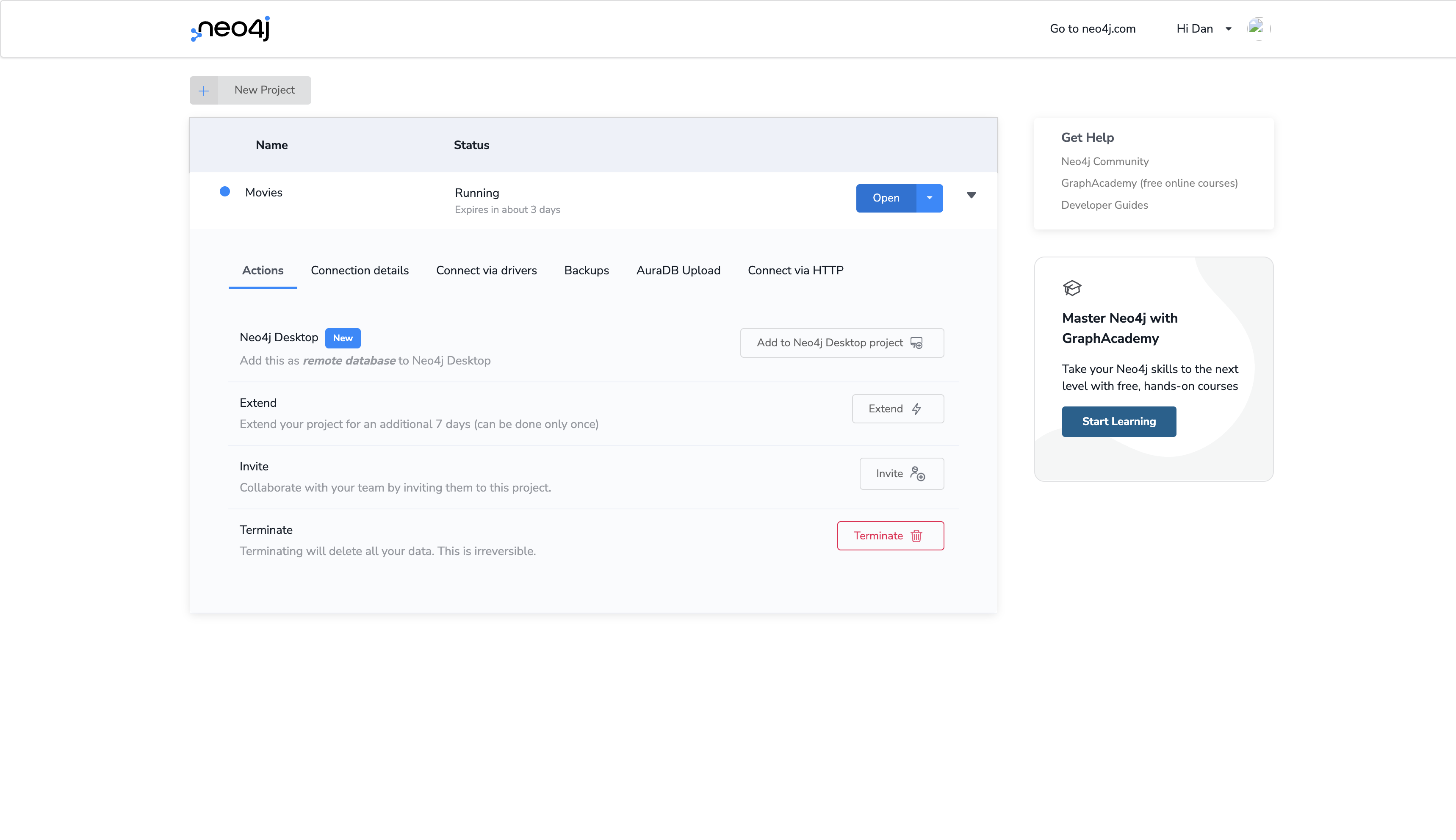 Neo4j Sandbox instance created